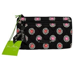 Vera Bradley- Front Zip Quilted Wristlet Wallet- Parisian Pom Poms- OS-NWT